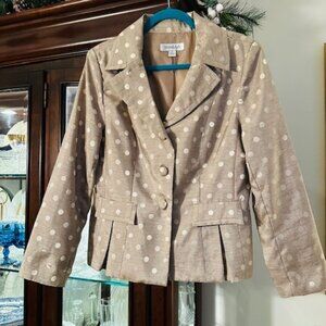 Danillo Gold Blazer with gold polka dots.  Size 12. Fully Lined.